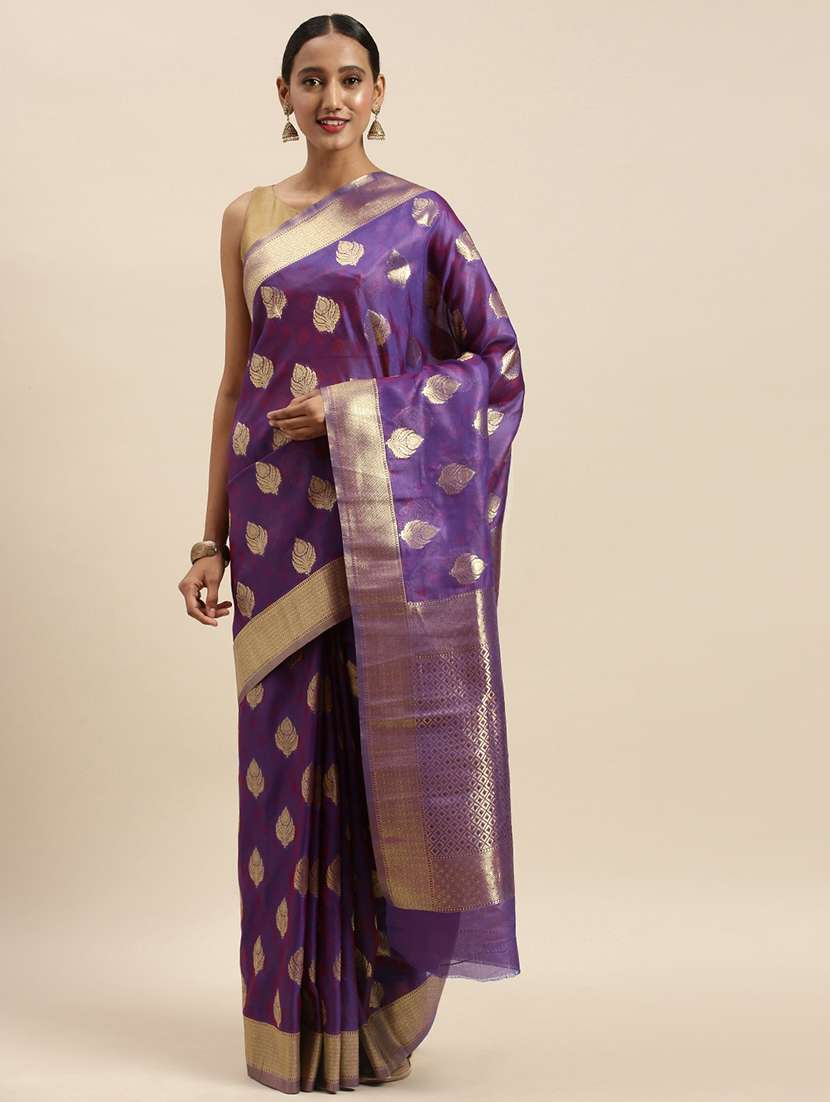 purple silk blend saree