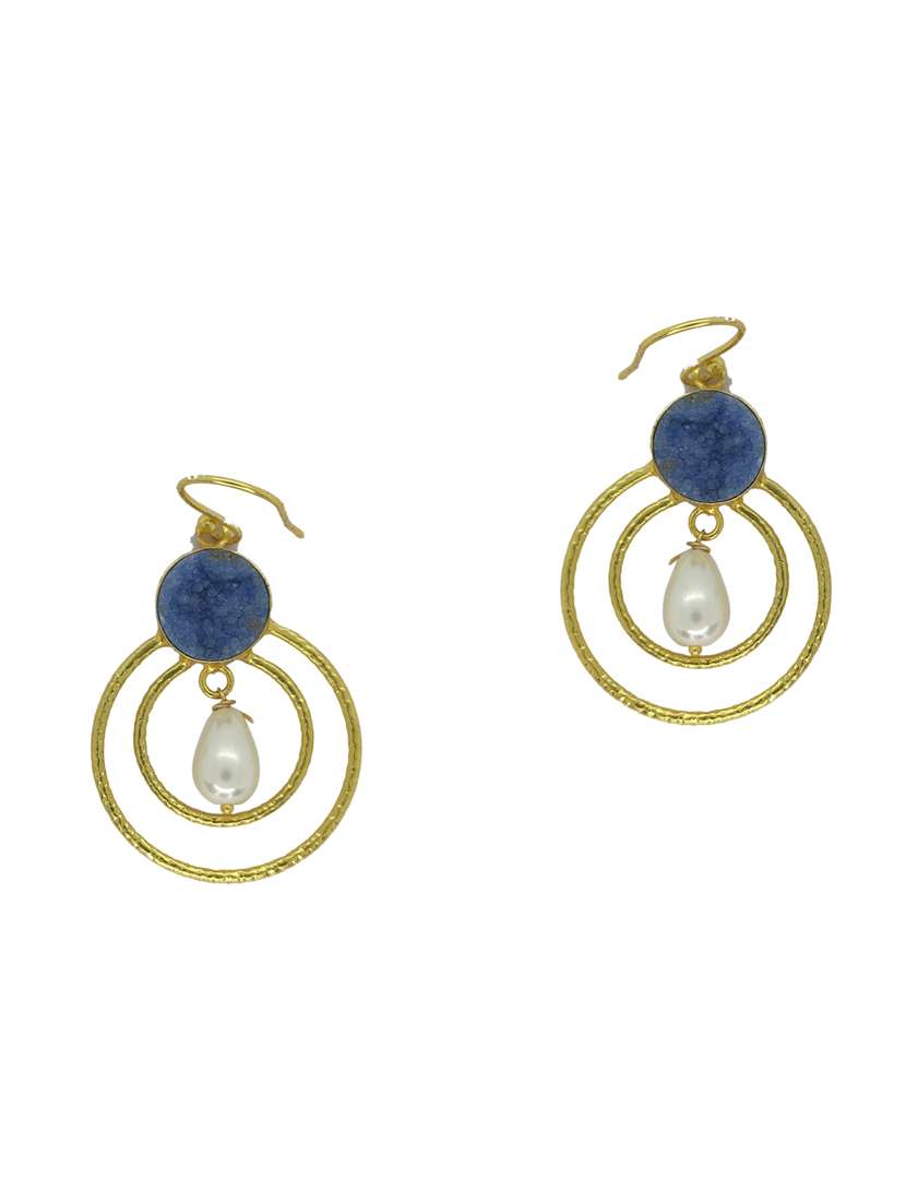 blue brass drop earring