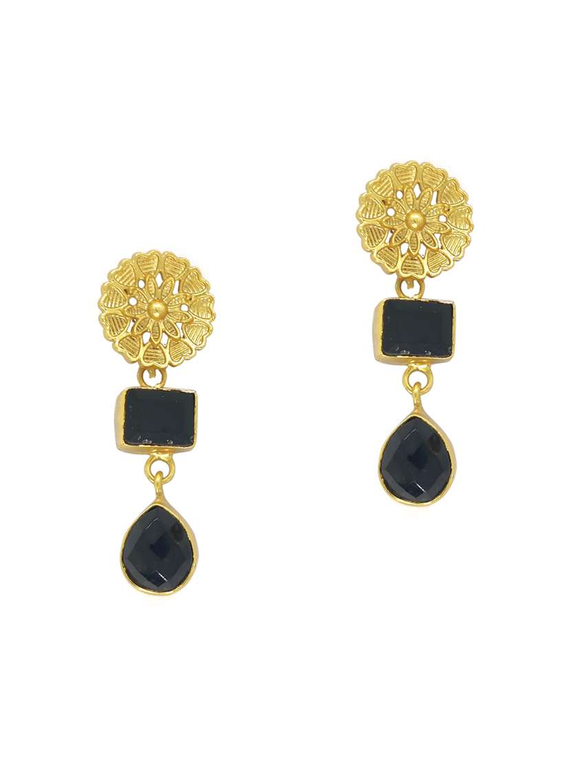 black brass drop earring