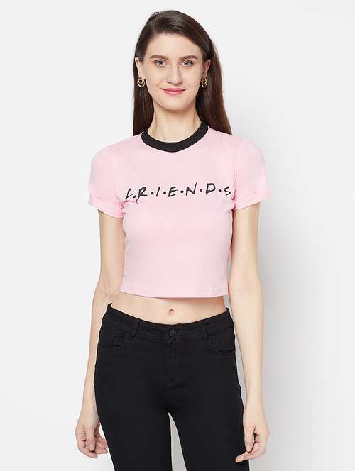 women's chest print crew neck t-shirt - 17853806 -  Standard Image - 0