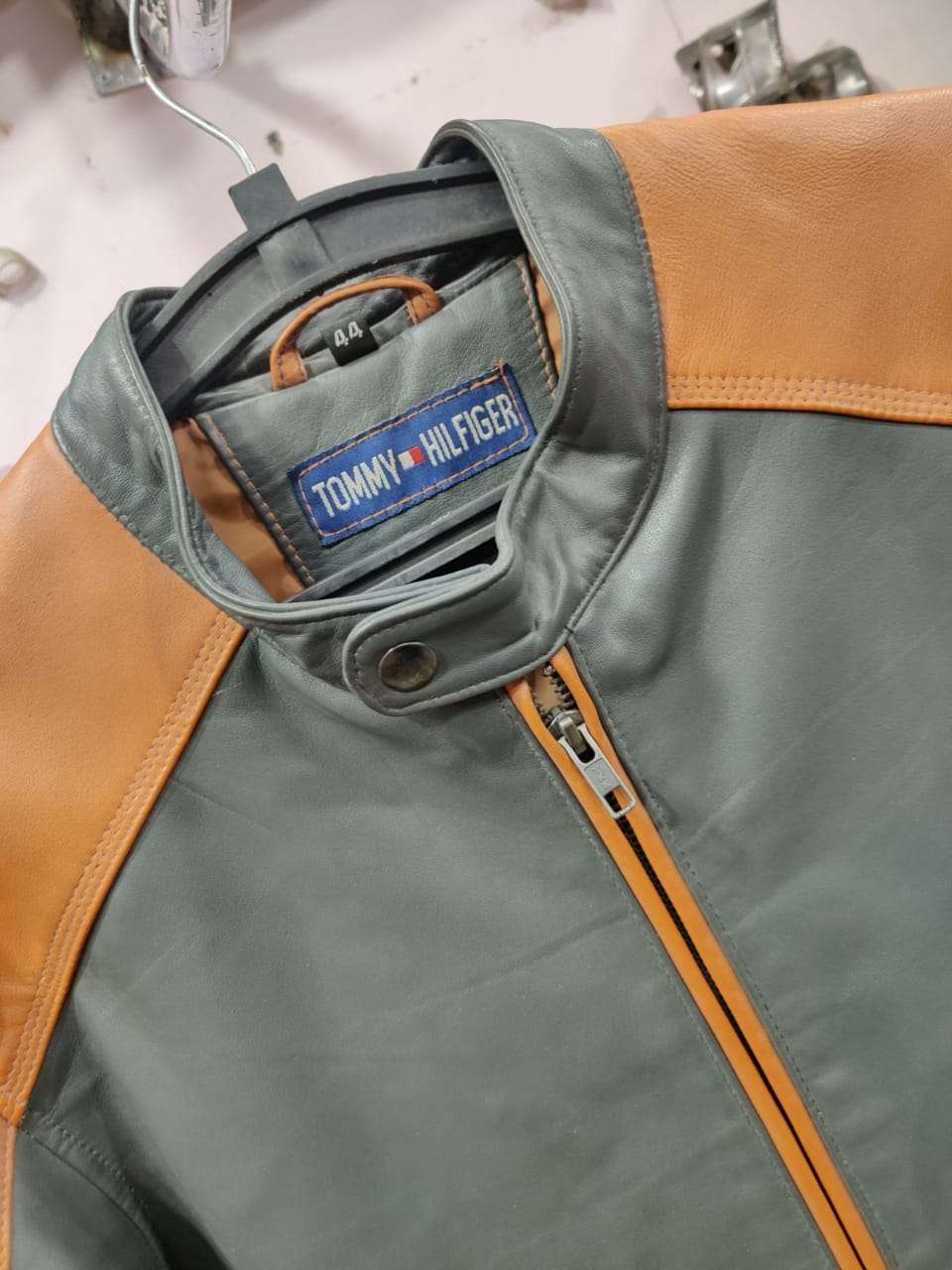 Buy online Brown Grey 100% Genuine Leather Jacket from shrugs