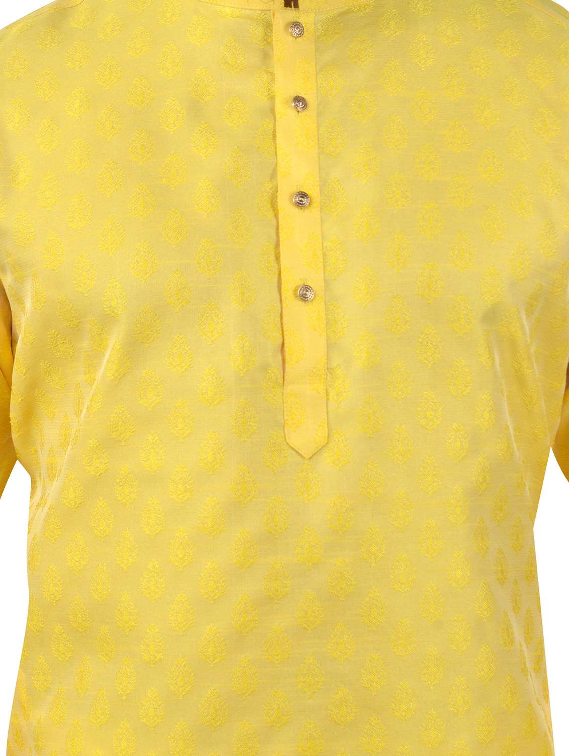 yellow jacquard kurta pyjama set - 17854156 - Standard Image - 3