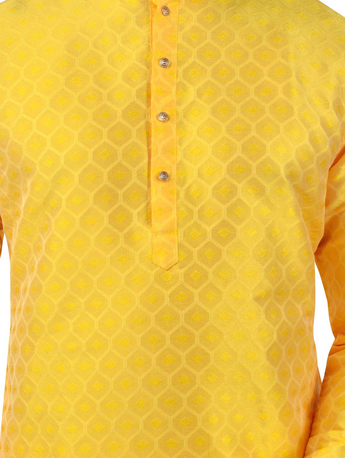 yellow jacquard kurta pyjama set - 17854161 - Standard Image - 3