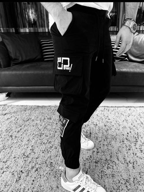 black cotton track pants - 17854283 - Standard Image - 0