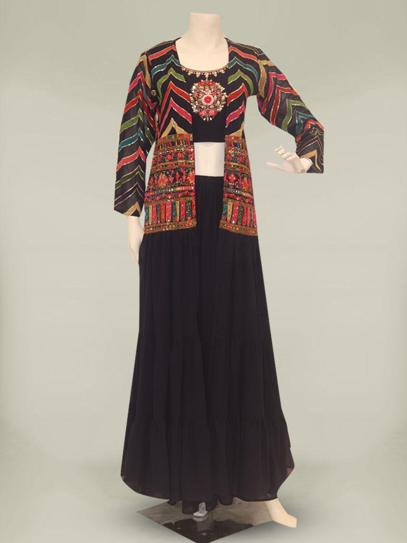 navy blue color georgette crop top - 17854874 - Zoom Image - 0