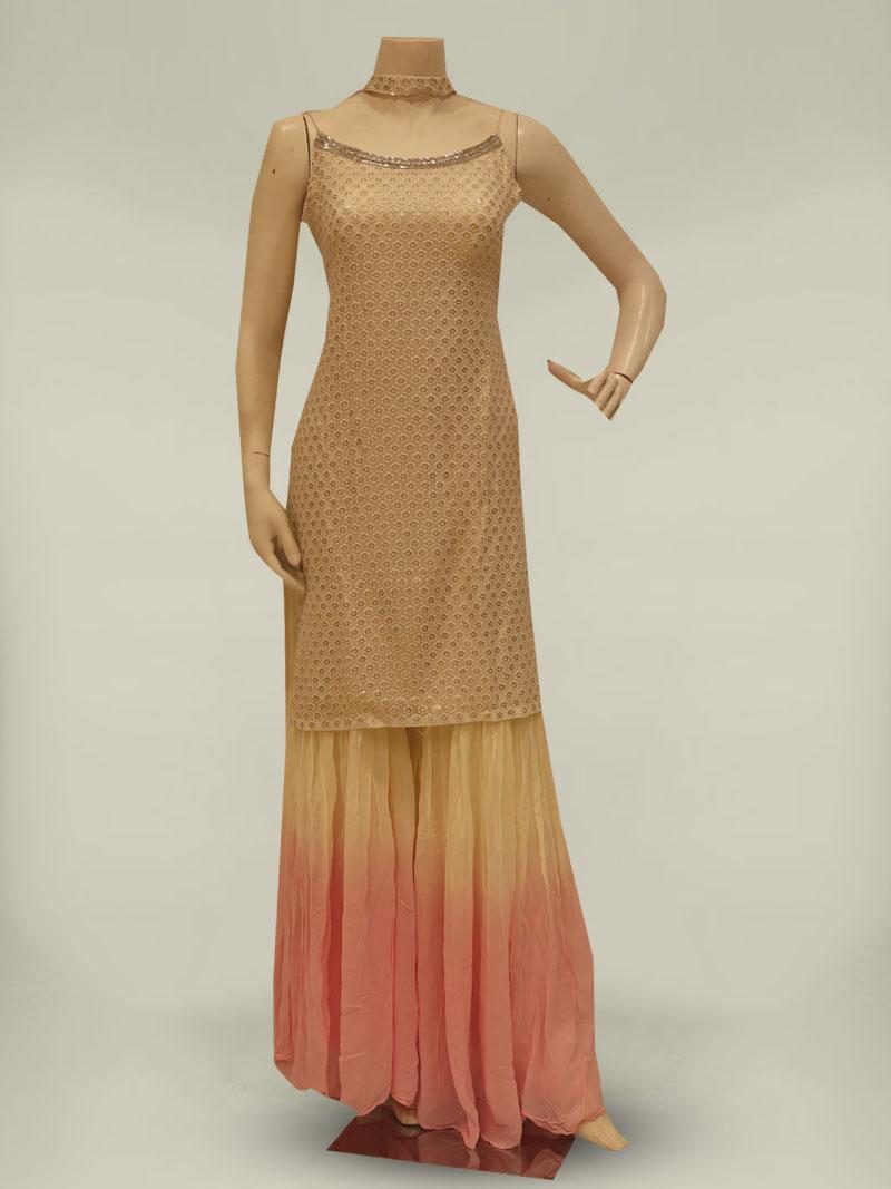cream color georgette readymade salwar suit - 17854876 - Zoom Image - 0