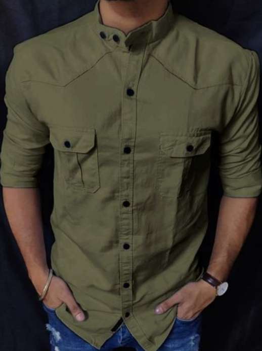 green cotton shirt - 17855135 -  Zoom Image - 0