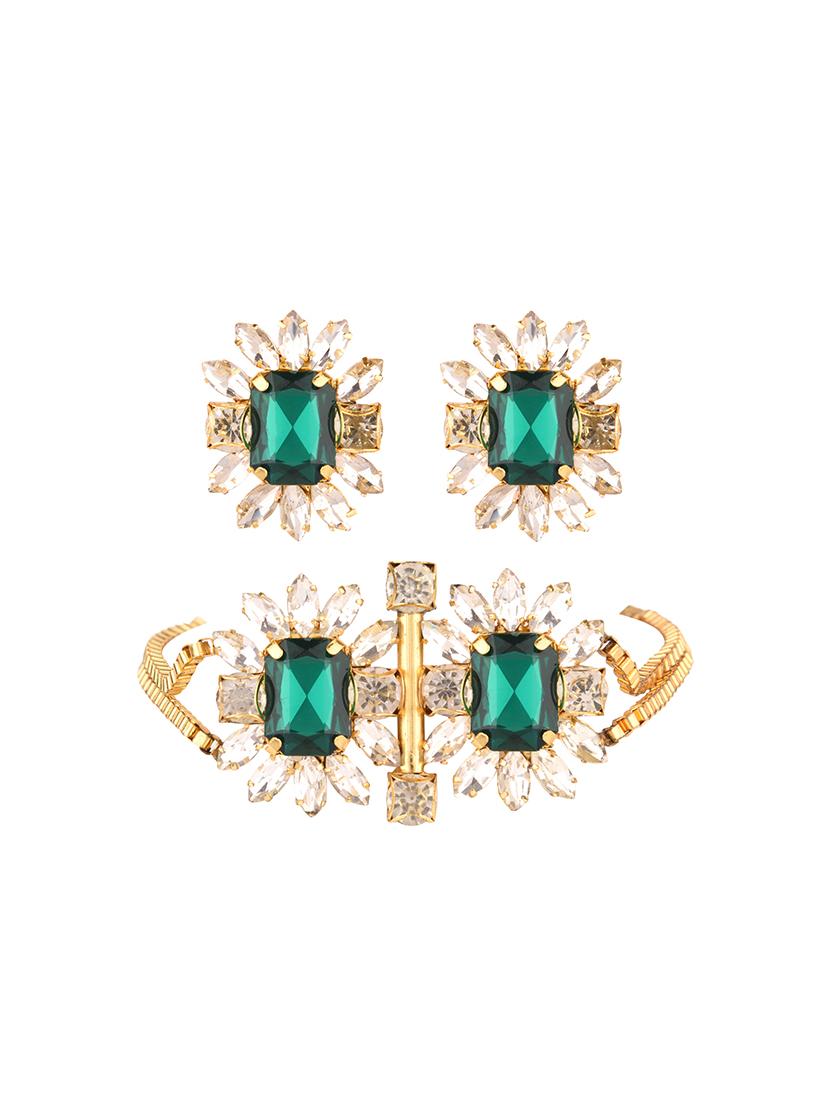 green gold plated necklaces and earring - 17855990 - Zoom Image - 0