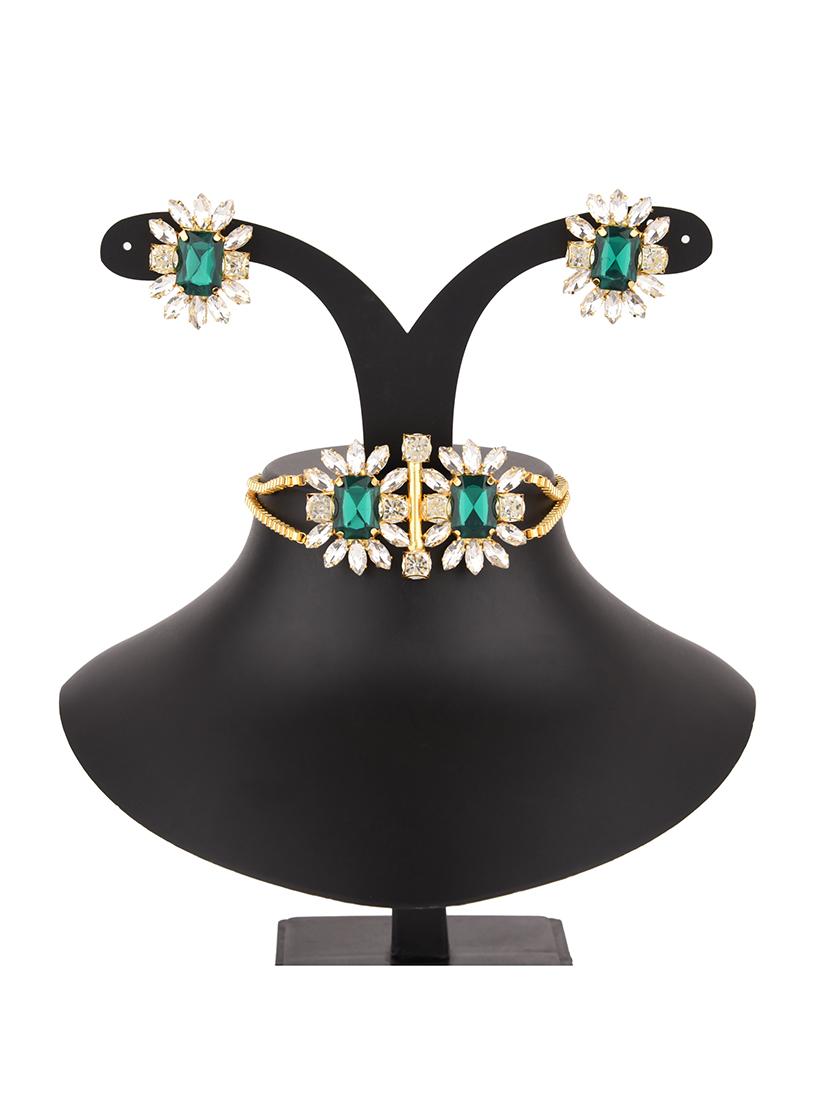green gold plated necklaces and earring - 17855990 - Standard Image - 5