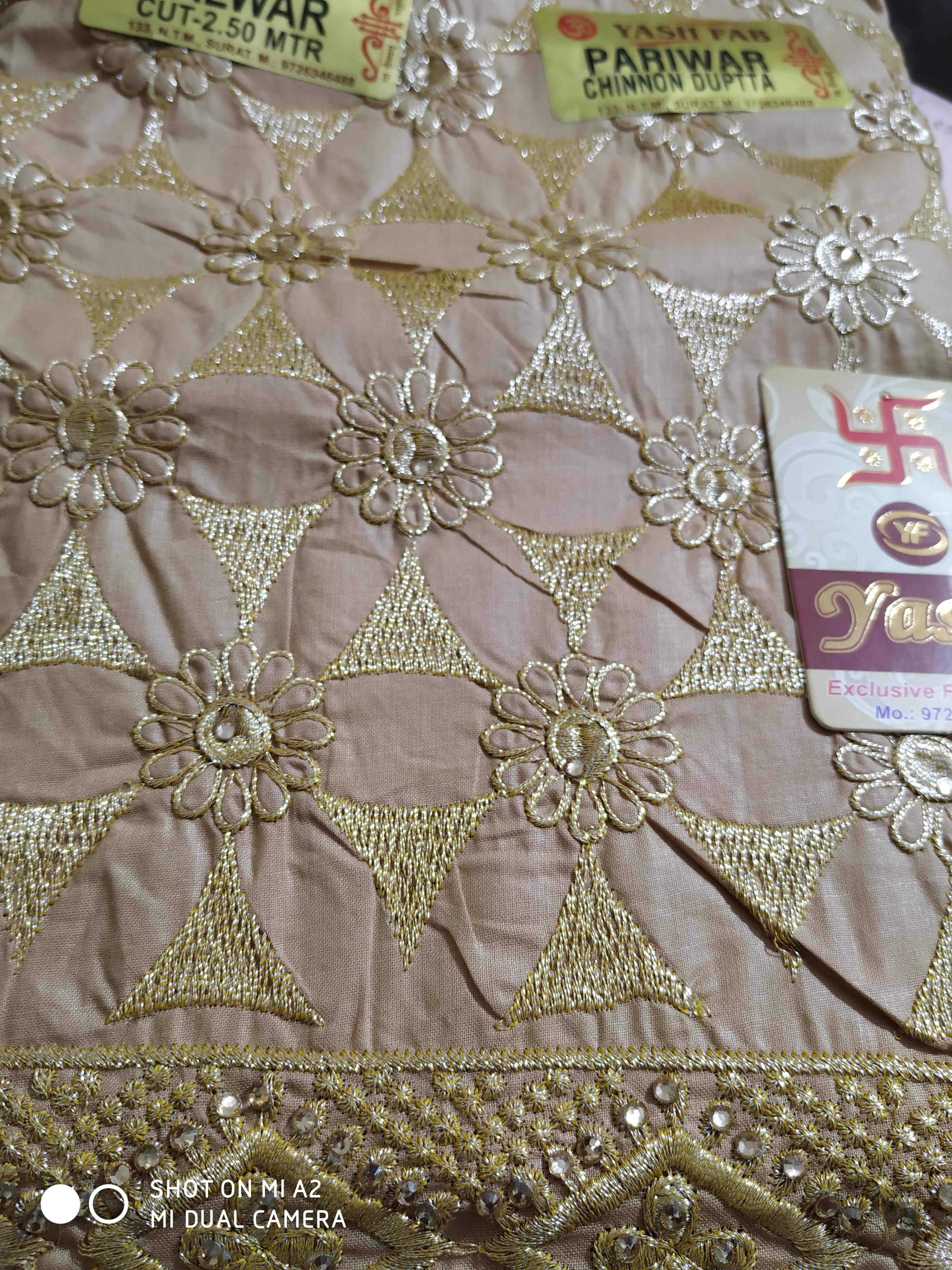 cotton suit with comprised work chiffon - 17856233 - Zoom Image - 0