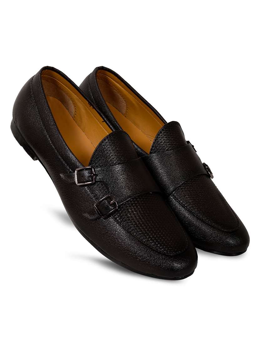 brown leatherette slip on monk straps - 17856695 -  Standard Image - 3