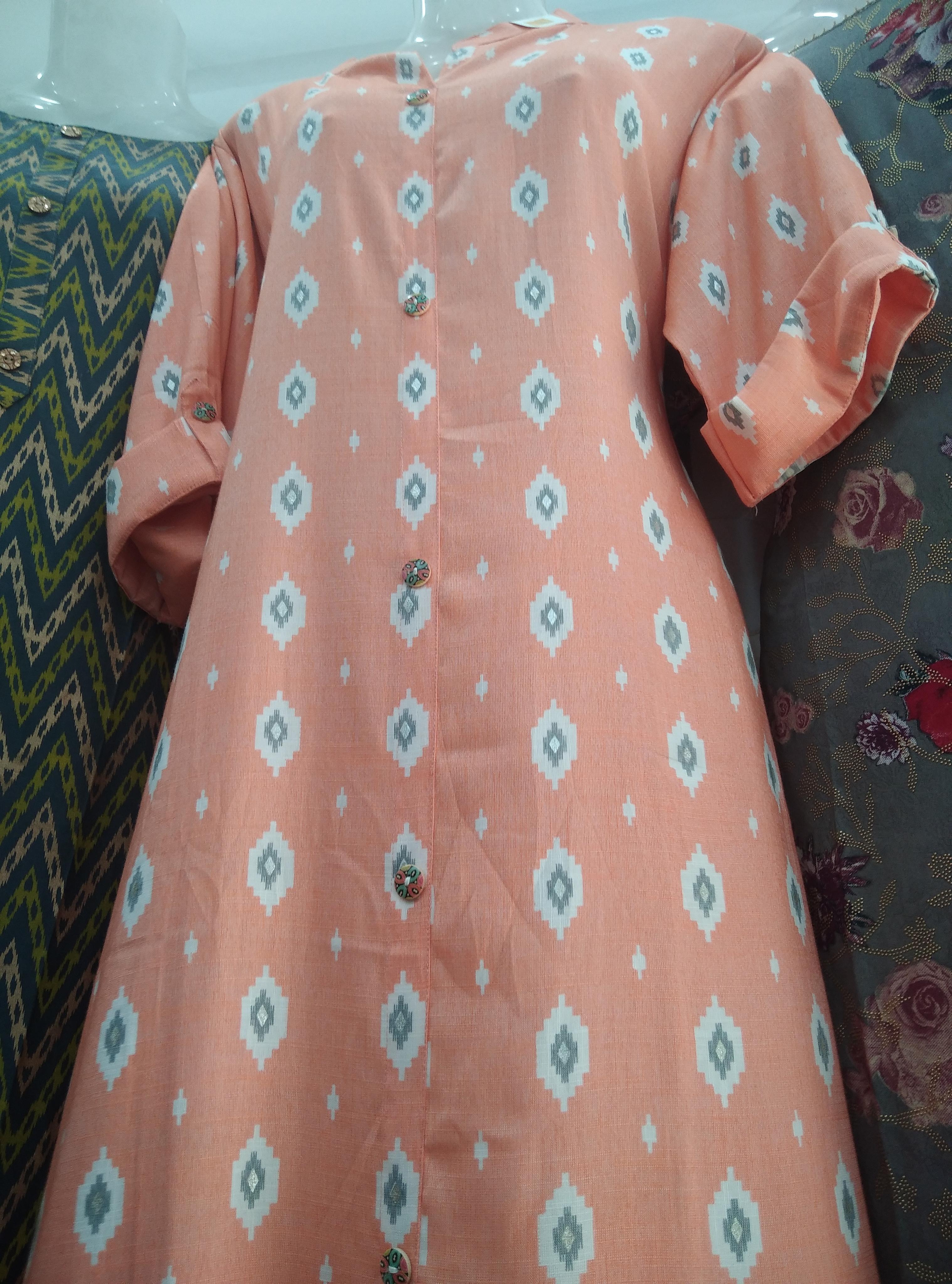 orange cotton kurta - 17856698 - Zoom Image - 0