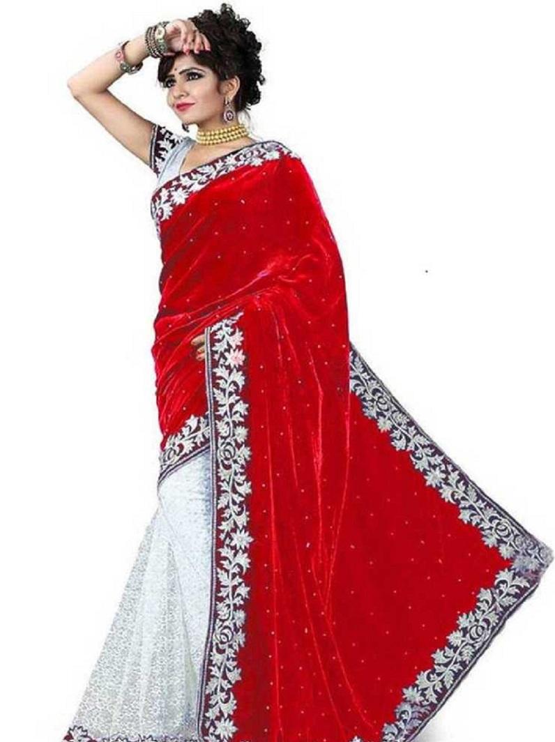 red velvet saree - 17857030 - Zoom Image - 0