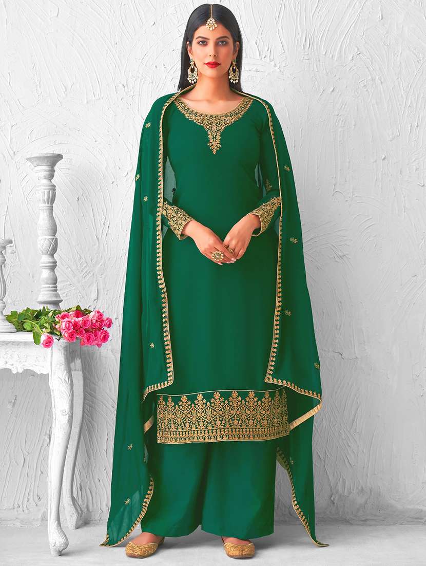 embroidered semi-stitched suit set 