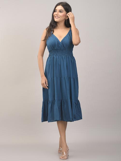 overlap neck solid tiered dress  - 17857810 -  Standard Image - 0