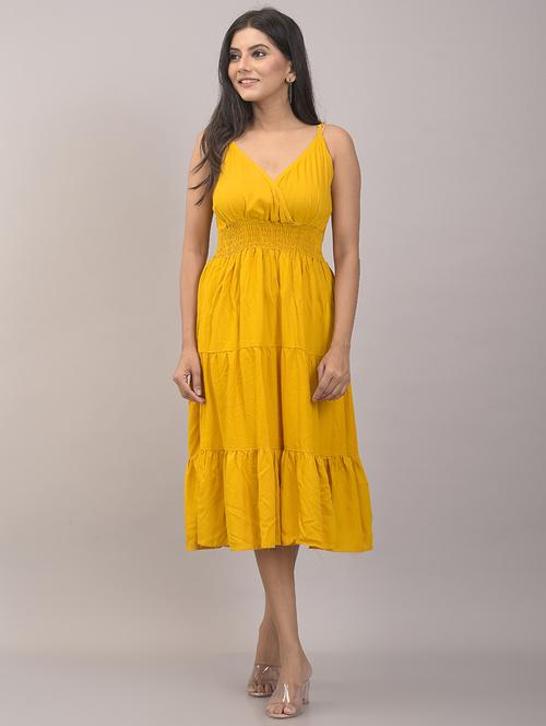 overlap neck solid tiered dress  - 17857814 -  Standard Image - 0