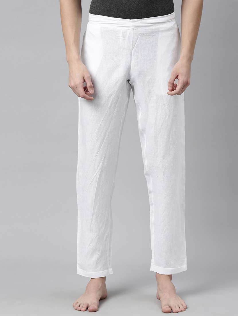 white solid linen pyjama - 17860268 -  Zoom Image - 0