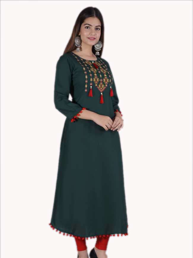 allenza women's rayon embroidery anarkali kurta  - 17860347 -  Standard Image - 3