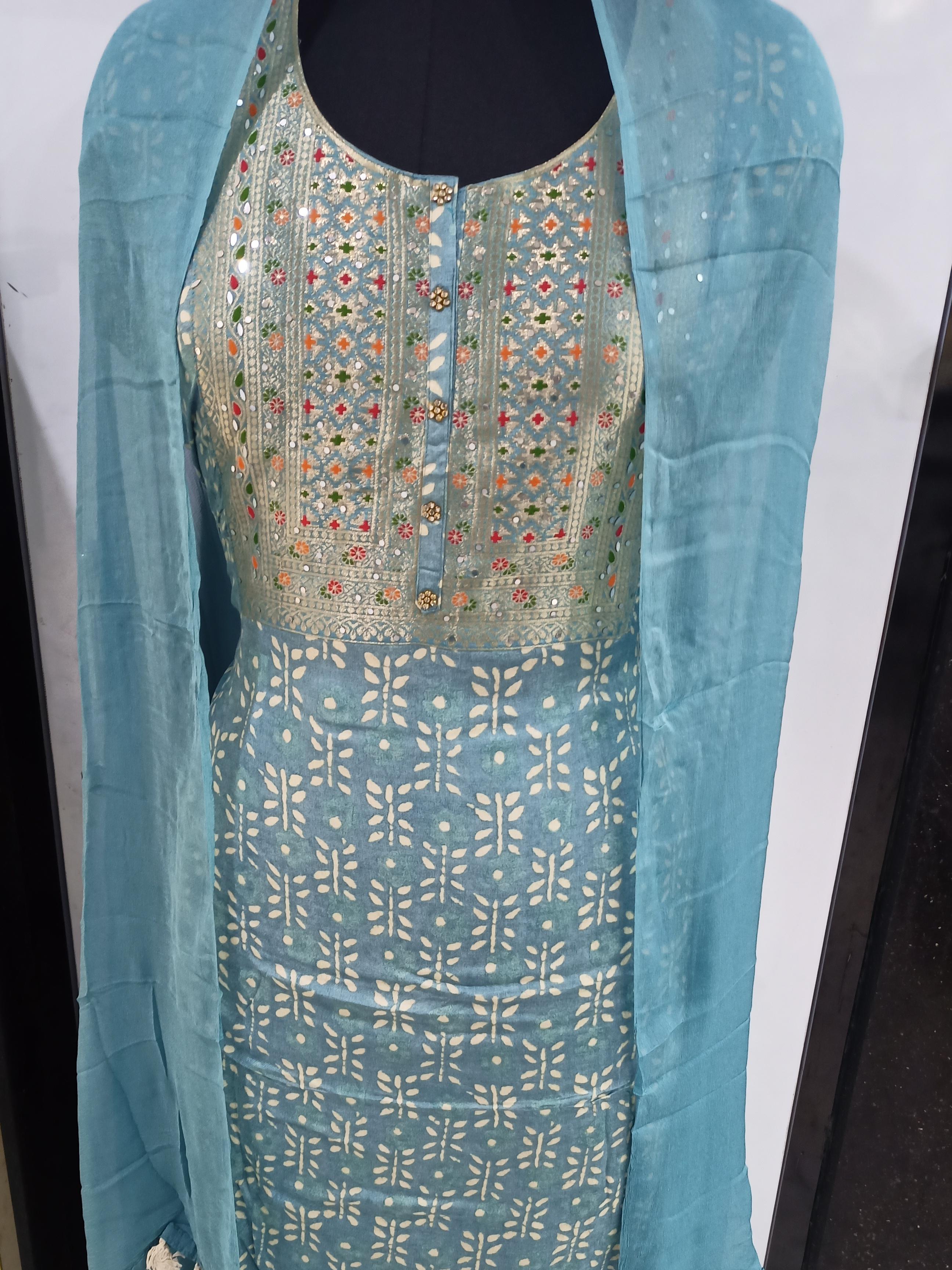 chinon suit, with chiffon dupatta, bottom - 17860395 - Zoom Image - 0