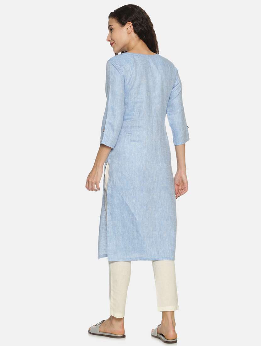 solid straight kurta - 17860565 - Standard Image - 3