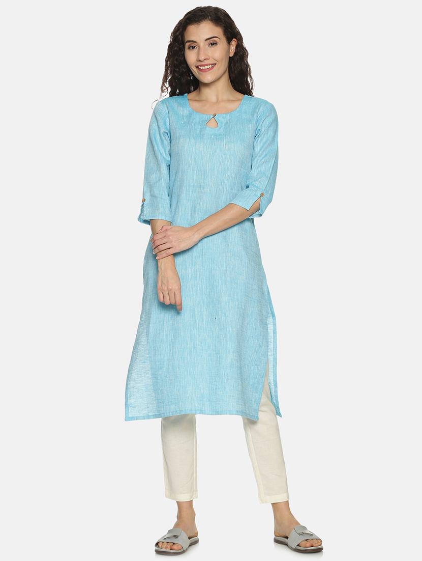 solid straight kurta - 17860566 - Zoom Image - 0