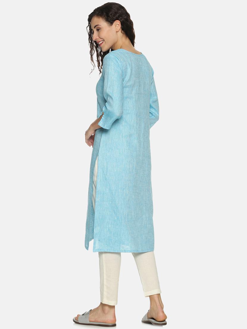 solid straight kurta - 17860566 - Standard Image - 3