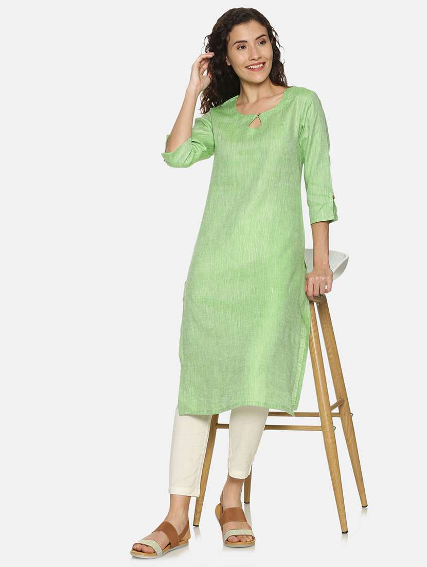 solid straight kurta - 17860567 - Standard Image - 3