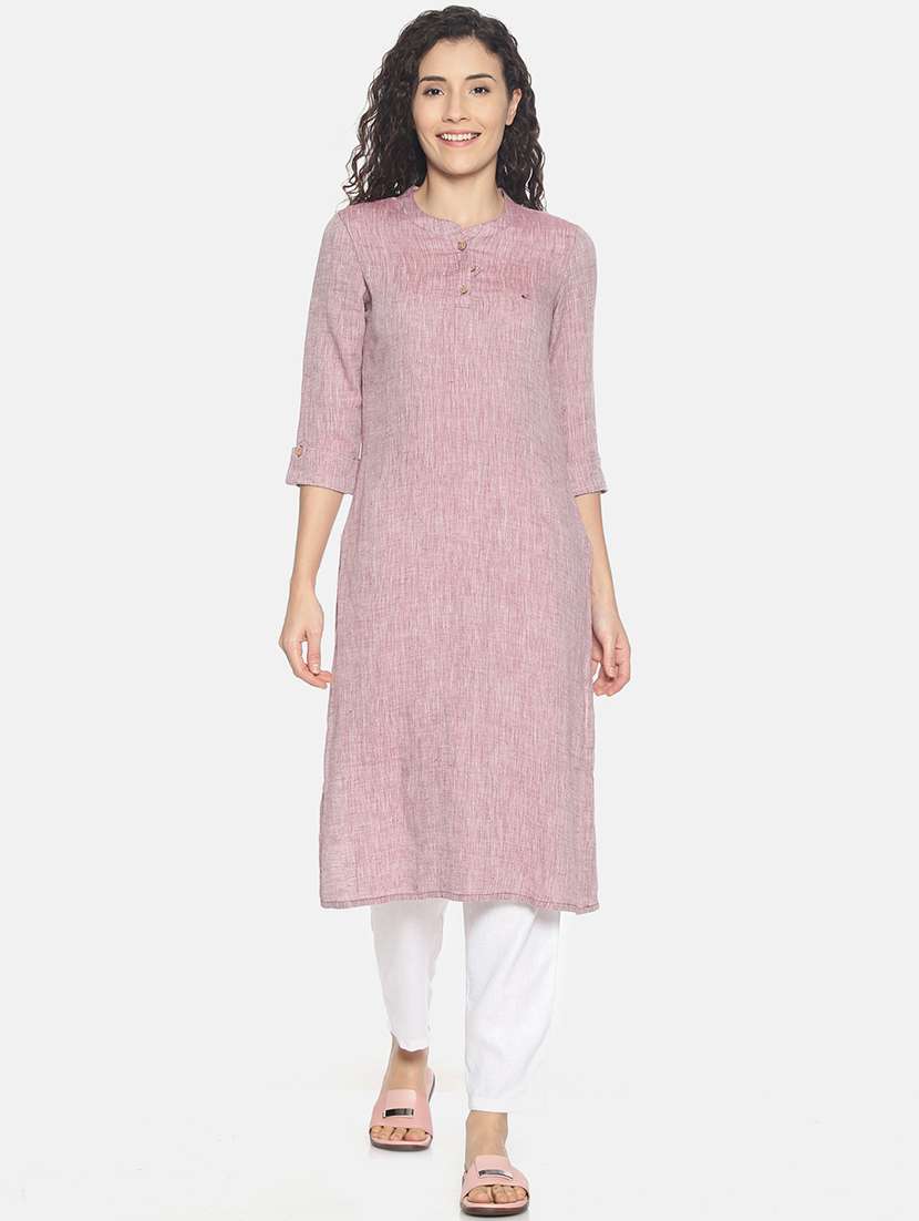 solid straight kurta - 17860573 -  Zoom Image - 0