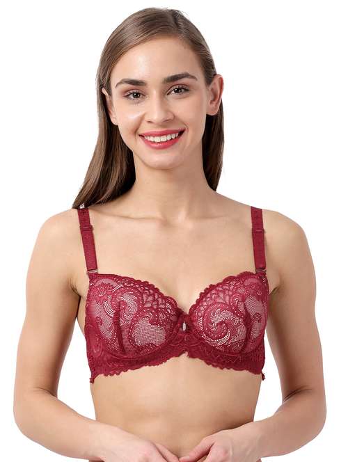 maroon laced t-shirt bra - 17860866 -  Standard Image - 0