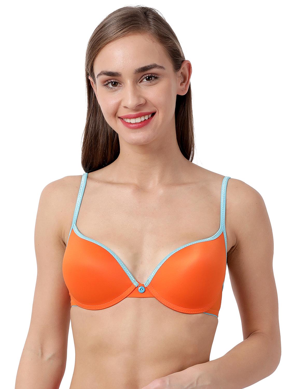 orange solid plunge bra - 17860871 - Zoom Image - 0