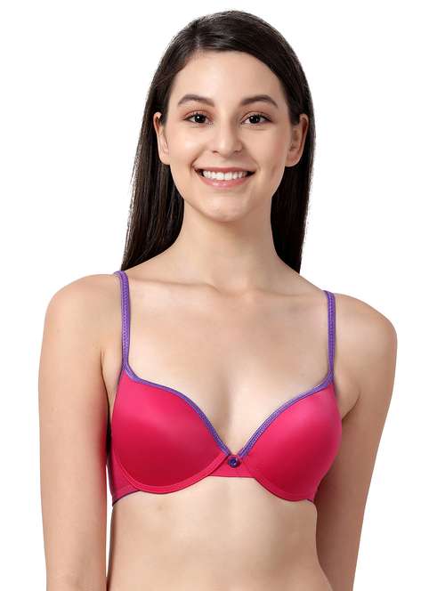 pink solid plunge bra - 17860873 -  Standard Image - 0