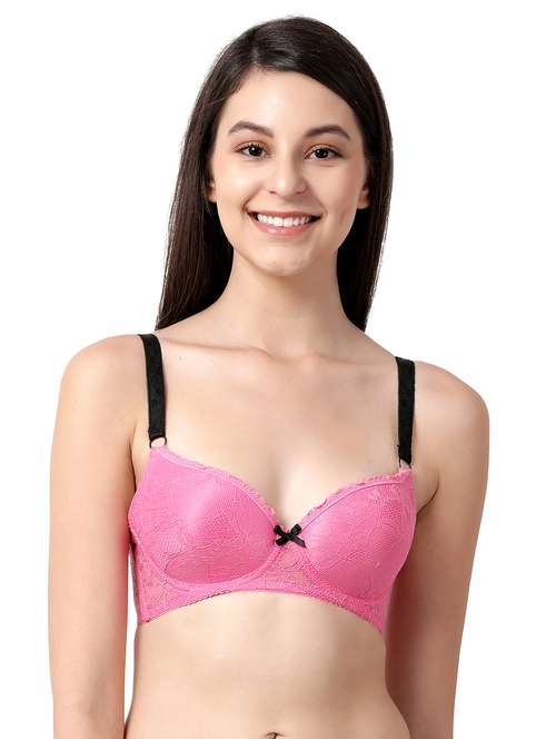 pink laced t-shirt bra - 17860876 - Standard Image - 0