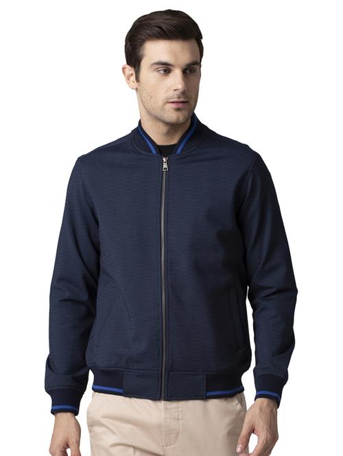 navy blue solid casual jacket - 17861708 -  Standard Image - 0