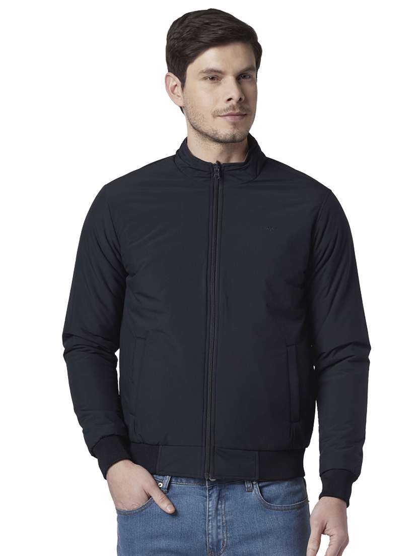 navy blue solid reversible casual jacket - 17861716 - Zoom Image - 0
