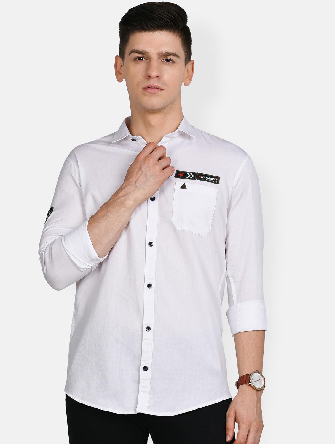 white solid casual shirt - 17861858 -  Zoom Image - 0