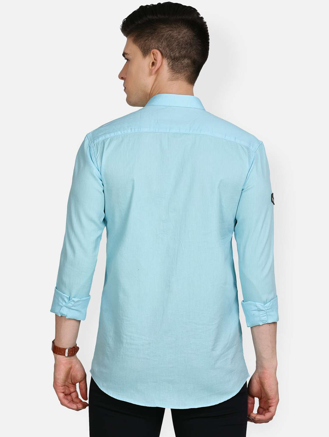 light blue solid casual shirt - 17861864 - Standard Image - 3