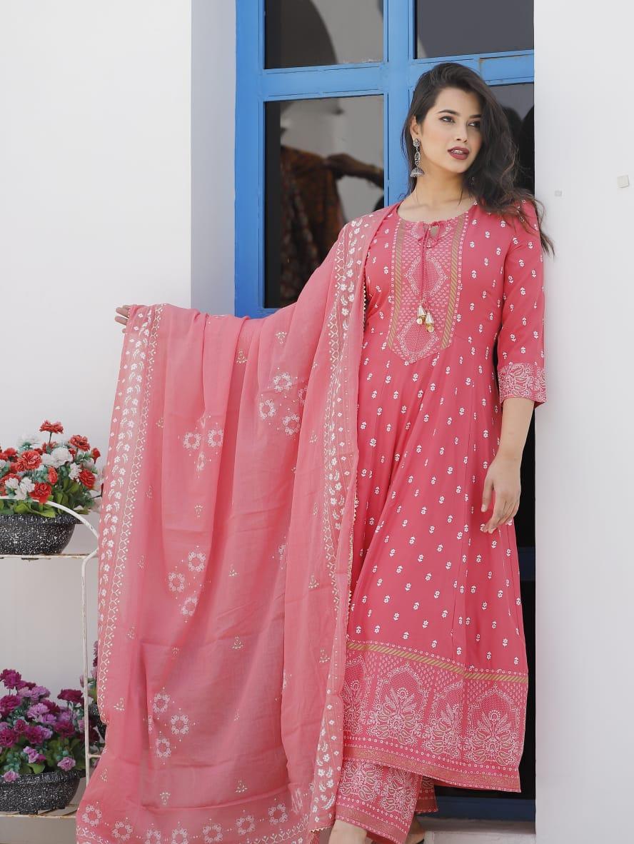 vestoj anarkali kurta and palazzo with mulmul dupatta - 17863737 -  Zoom Image - 0
