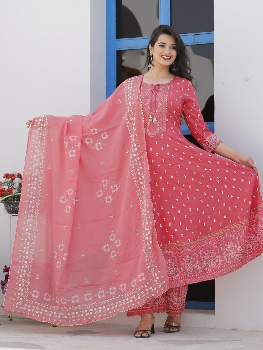 vestoj anarkali kurta and palazzo with mulmul dupatta - 17863737 - Standard Image - 3