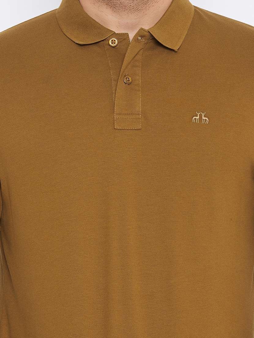 olive green solid polo t-shirt - 17865902 -  Standard Image - 5