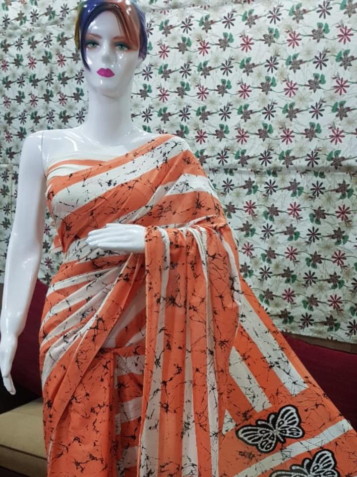 orange lace saree - 17867655 - Zoom Image - 0