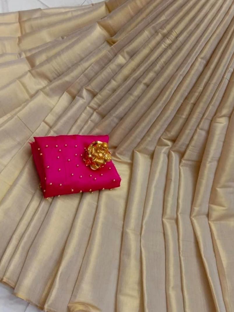 tissue silk cotton saree with moti - 17867791 - Zoom Image - 0