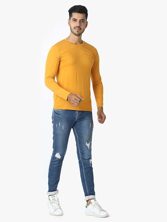 mustard solid t-shirt - 17867819 - Standard Image - 3