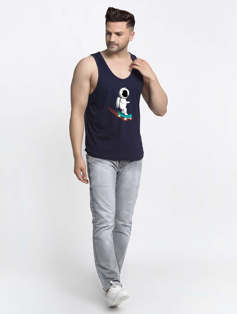 navy blue printed vest - 17868991 -  Standard Image - 3