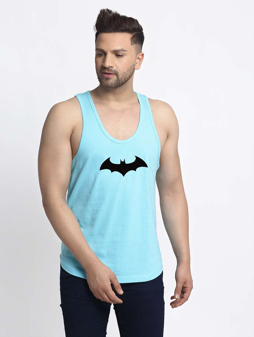 light blue printed vest