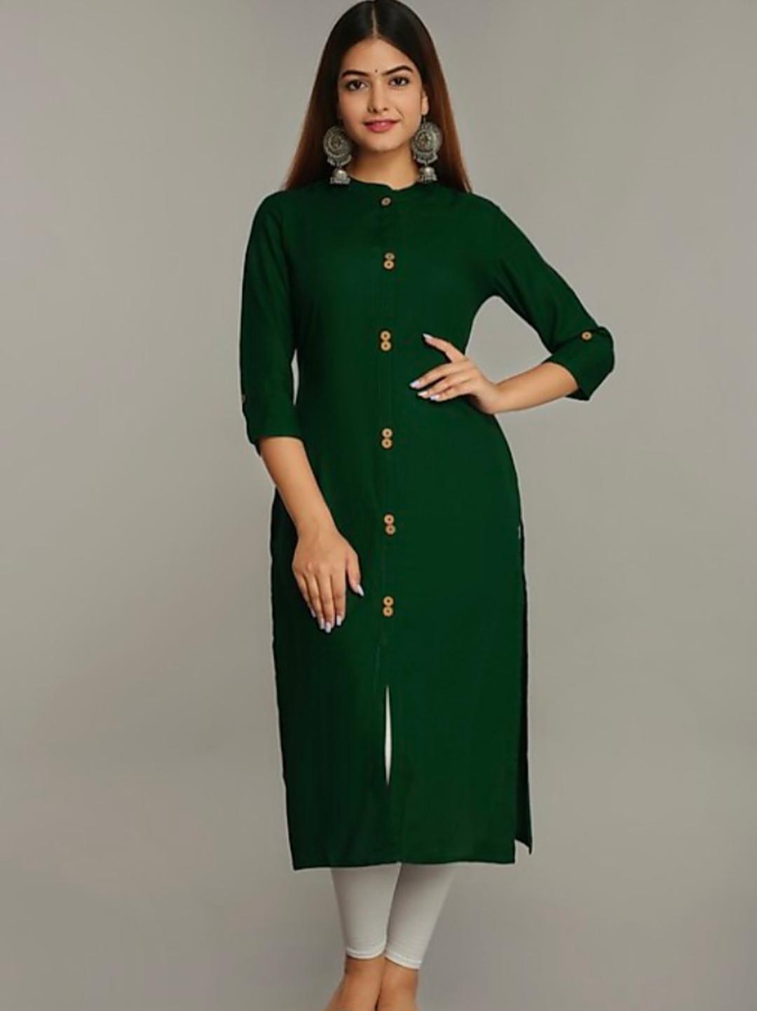 dark green rayon kurti - 17869033 - Zoom Image - 0
