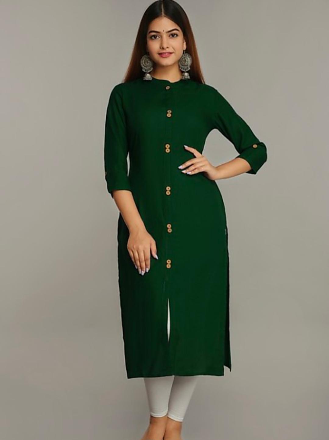 Dark Green Chikankari Lakhnavi Kurti with Palazzo Set : Buy Online For Women