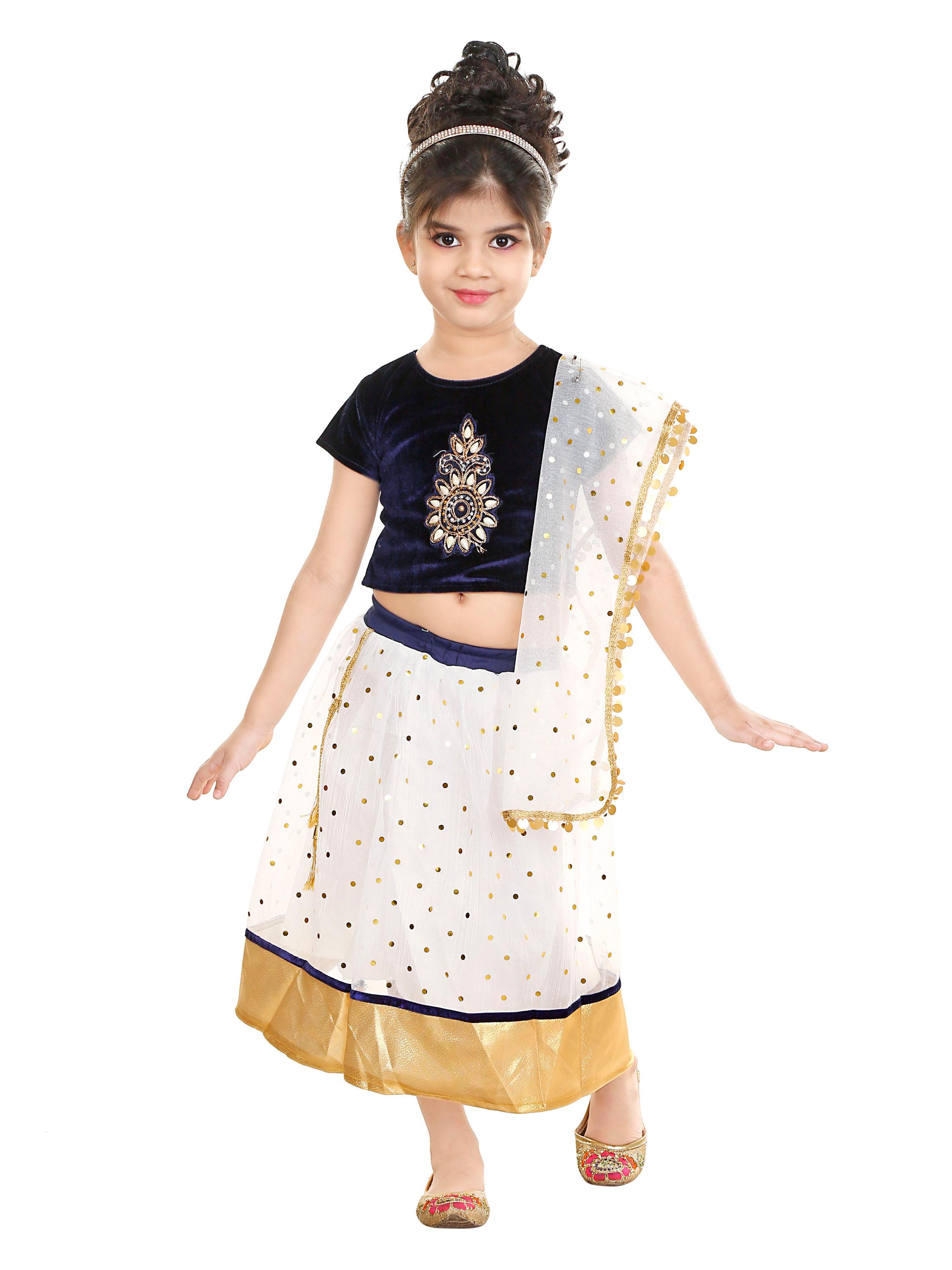 negup girls lehenga choli party wear embroidered lehenga choli (white & blue pack of 1) - 17870516 - Standard Image - 3