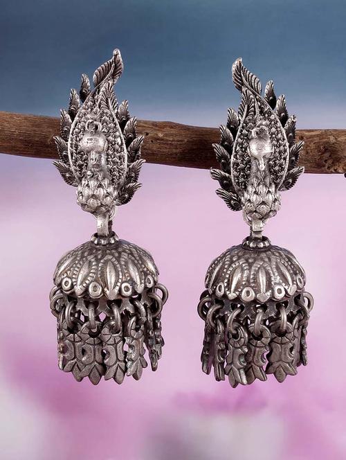 silver tone silver jhumka earring - 17871774 -  Standard Image - 0
