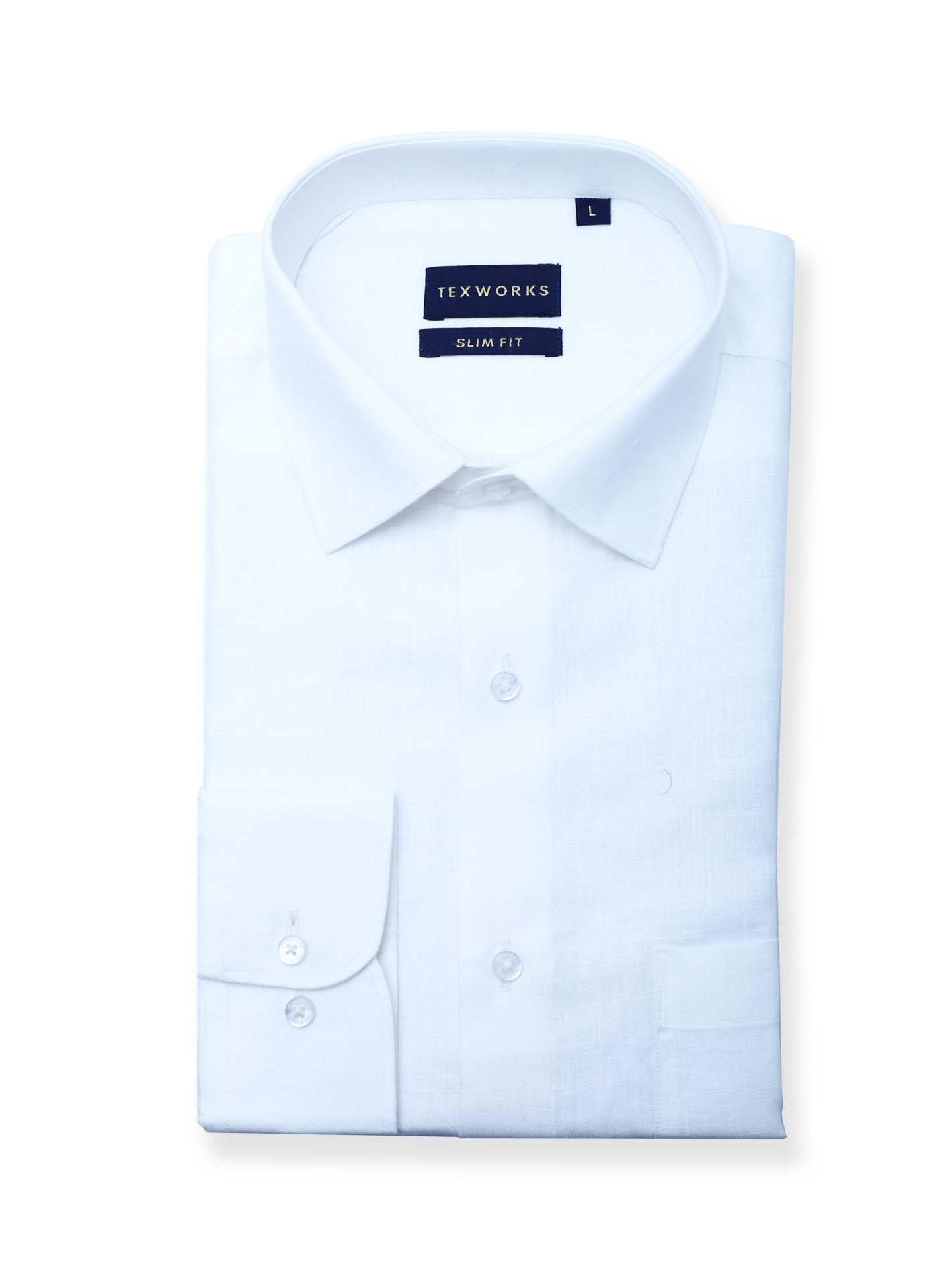 texworks solid white linen shirt for men - 17872408 - Zoom Image - 0