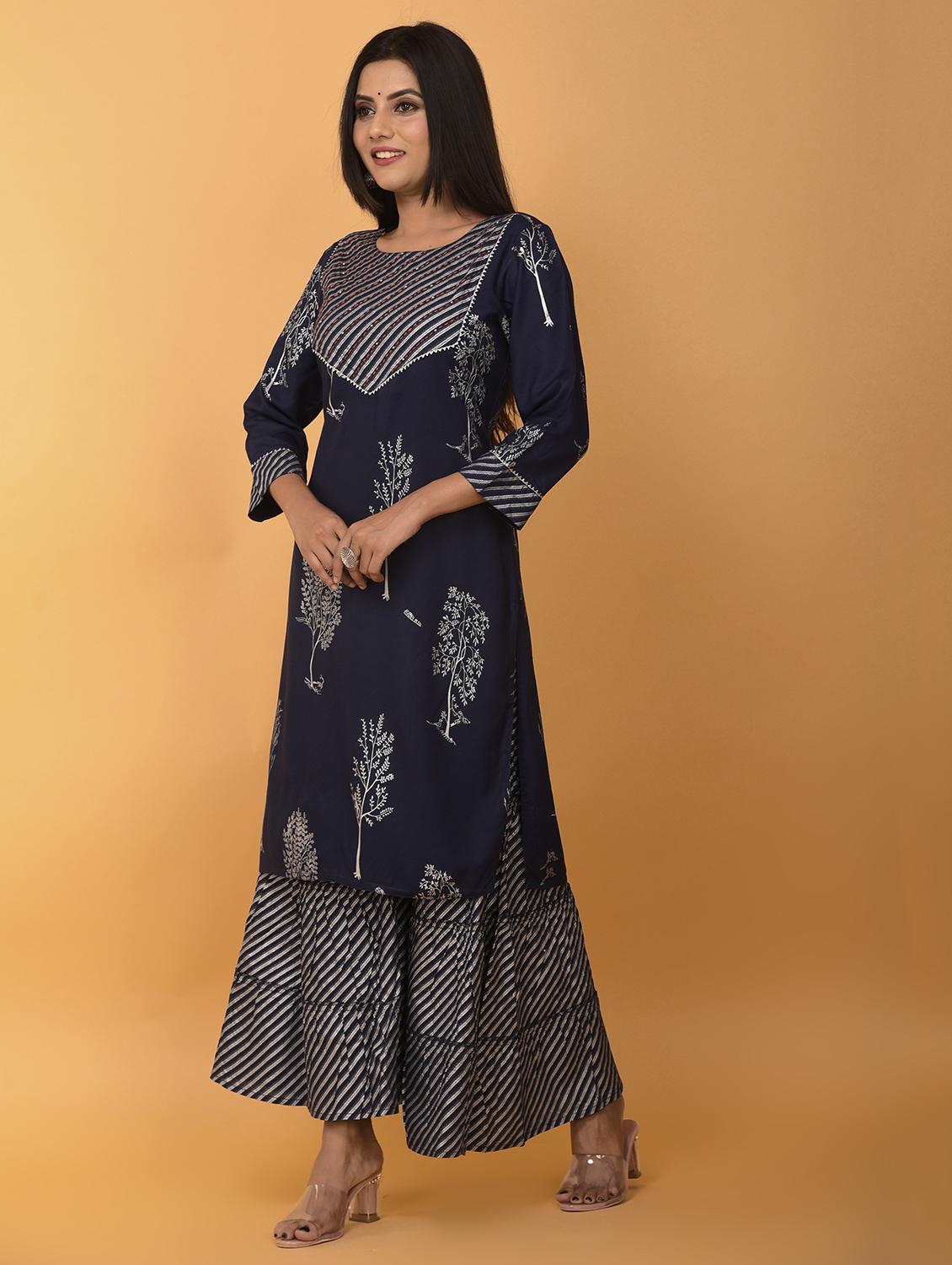 navy blue rayon suit set - 17872847 - Standard Image - 3